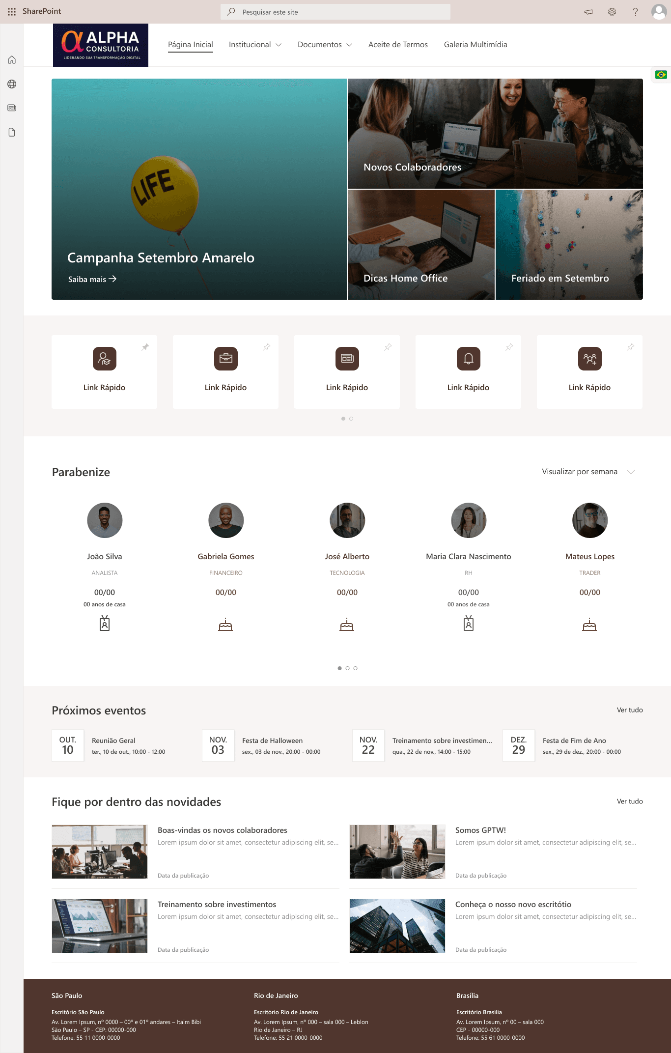 Portal do Colaborador SharePoint - Varejo e Serviços