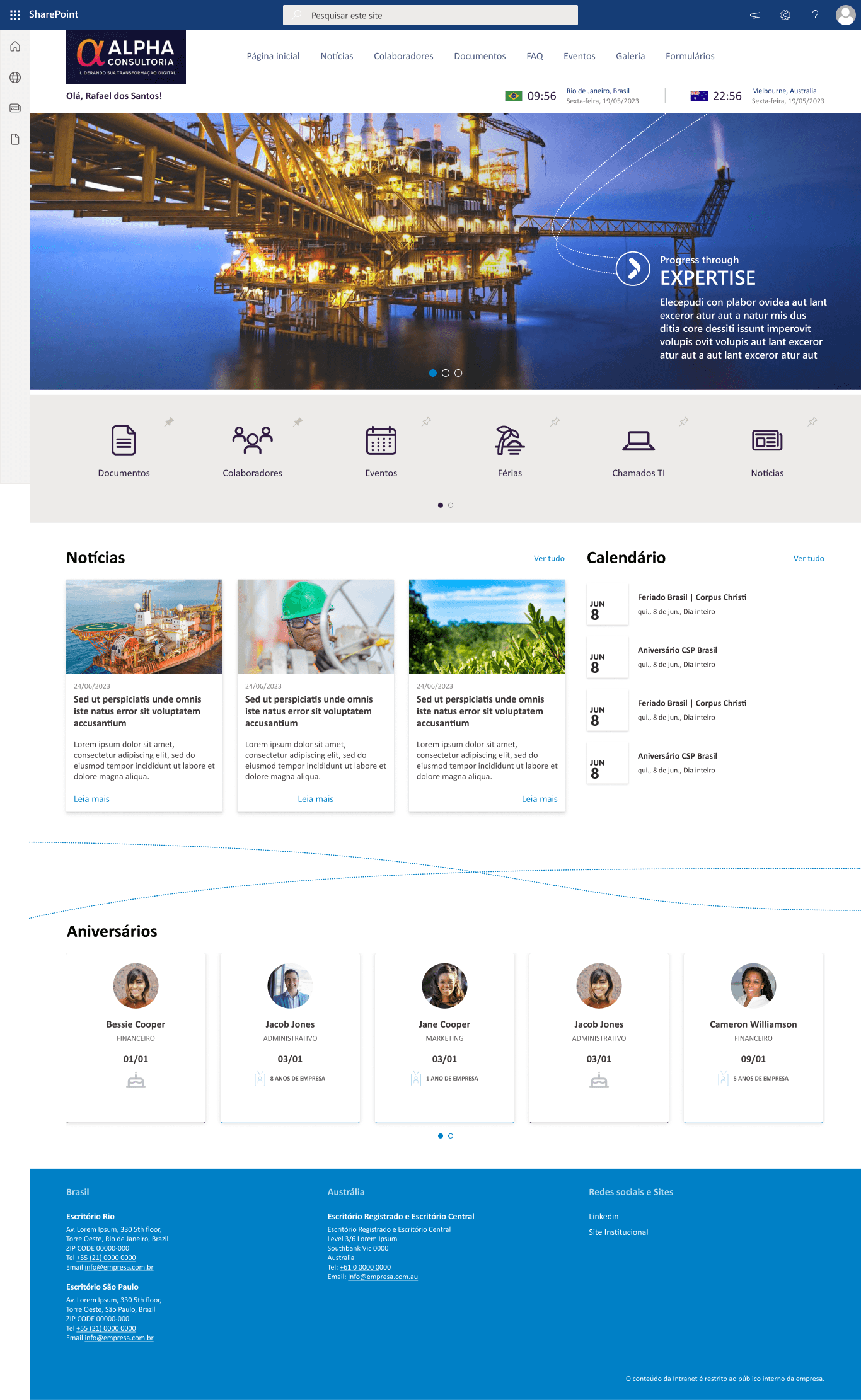 Intranet SharePoint Industrial - Energia e Petróleo