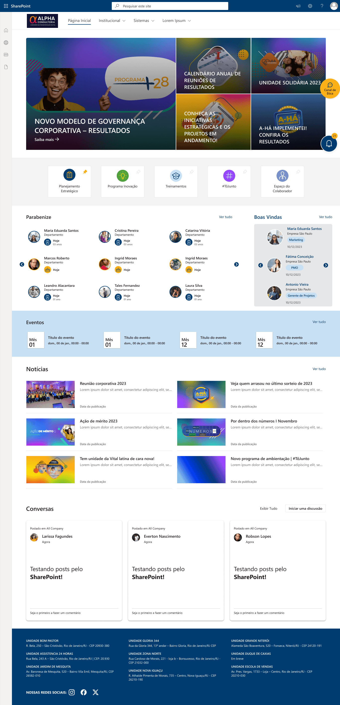 Intranet SharePoint com Identidade Visual - Agronegócio