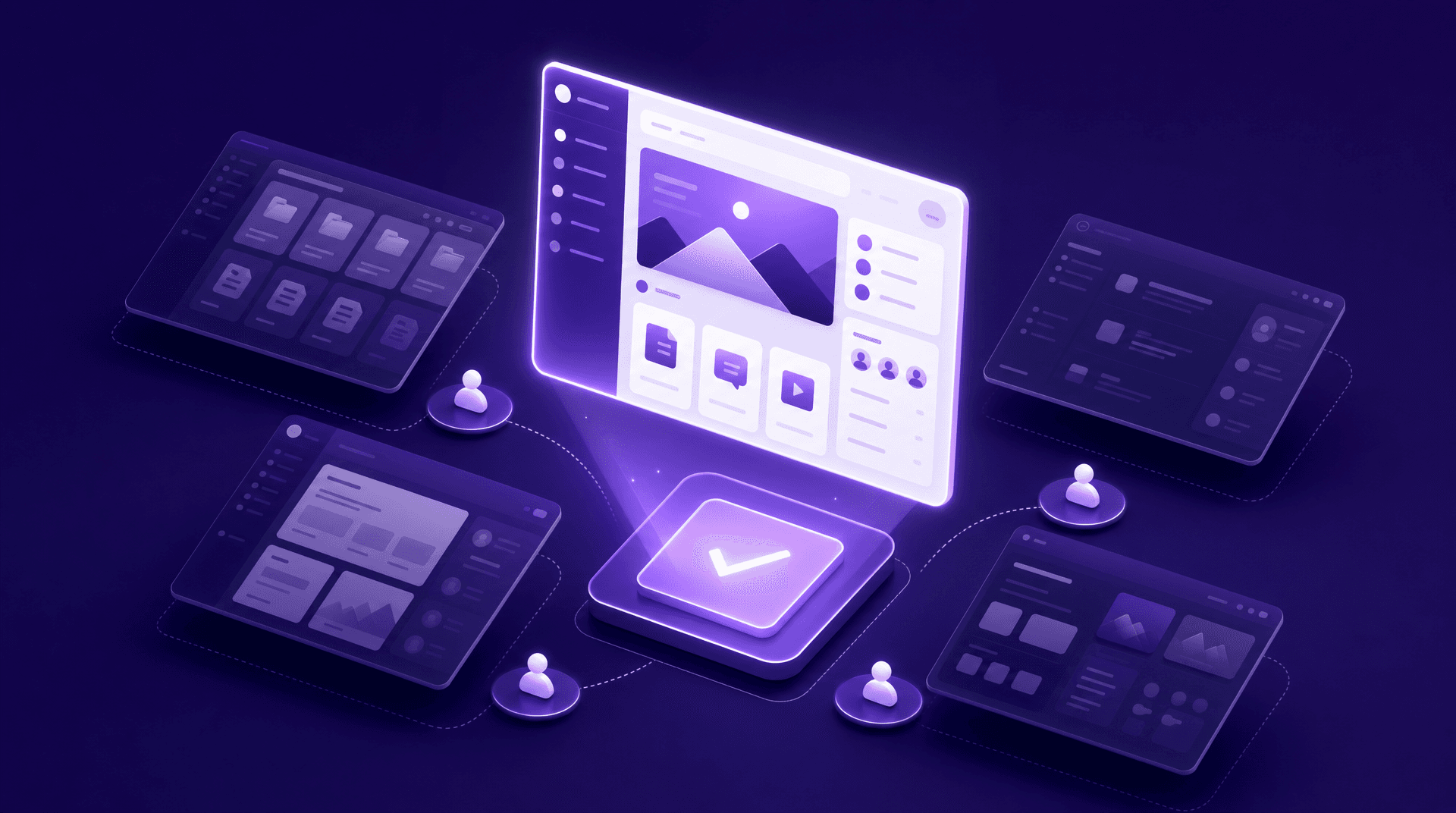 Ilustração mostrando diferentes plataformas de intranet sendo comparadas com destaque para a escolha ideal